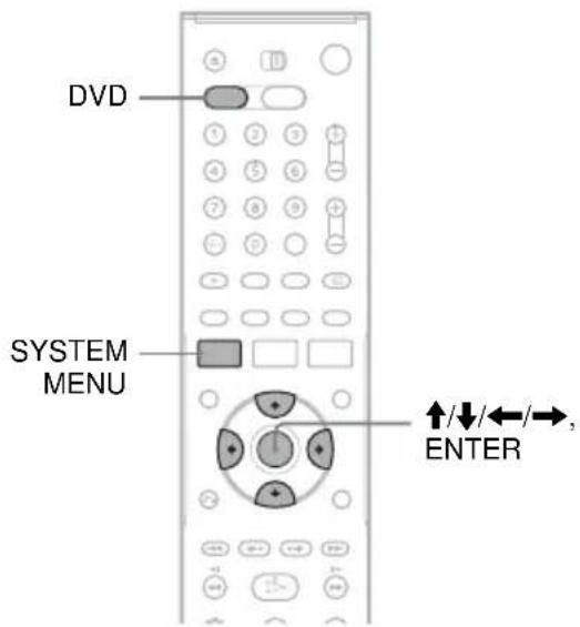 DVD SYSTEM MENU ↑/↓/←/→, ENTER
