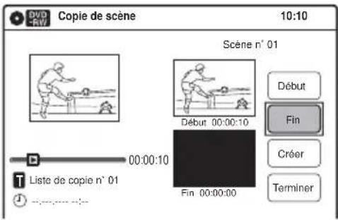 Copie de scène 10:10 Scène n° 01 Début 00:00:10 Fin 00:00:00 Début Fin Créer Terminer Liste de copie n° 01