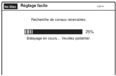 No Disc Réglage facile Recherche de canaux receivables. 25% Balayage en cours... Veuillez patienter.
