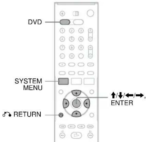 DVD SYSTEM MENU RETURN ↑/↓/←/→, ENTER