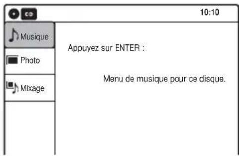 10:10 Musique Photo Mixage Appuyez sur ENTER : Menu de musique pour ce disque.