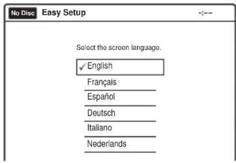 No Disc Easy Setup Select the screen language. ✓ English Français Español Deutsch Italiano Nederlands