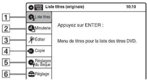 SONY RDRVX450 - Menu Système - 1