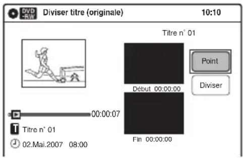 SONY RDRVX450 - Sélectionnez « Diviser titre », puis appuyez sur ENTER. - 1