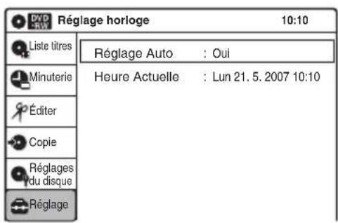 SONY RDRVX450 - Réglage de l'horloge (Réglage horloge) - 1