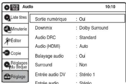 SONY RDRVX450 - Réglages Audio (Audio) - 1