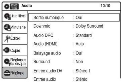 SONY RDRVX450 - Sélectionnez « Audio », puis appuyez sur ENTER. - 1