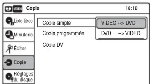 SONY RDRVX450 - Copier à l'aide du menu à l'écran - 1