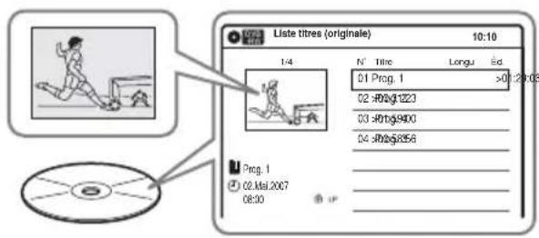 SONY RDRVX450 - Accès rapide aux titres enregistrés - Liste titres - 1