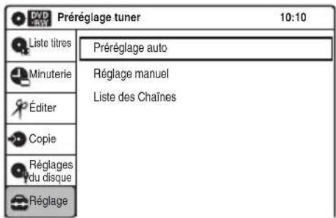 SONY RDRVX450 - Réglages de réception de l'antenne (Préréglage tuner) - 1