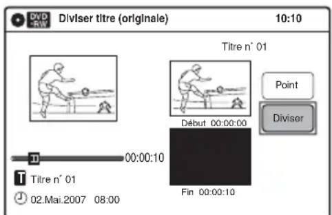 SONY RDRVX450 - Appuyez sur ENTER à l'endroit où vous souhaitez diviser le titre. - 1