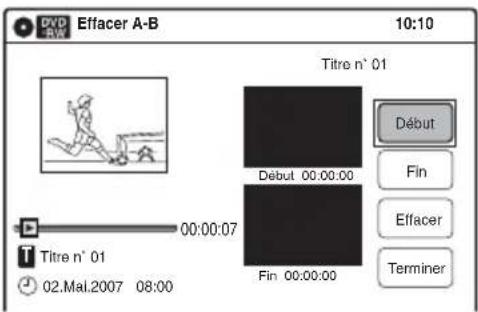 SONY RDRVX450 - Sélectionnez « Effac. A-B », puis appuyez sur ENTER. - 1