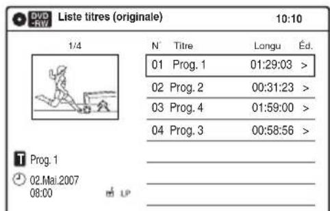 SONY RDRVX450 - Appuyez sur TITLE LIST. - 1