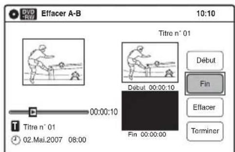 SONY RDRVX450 - Appuyez sur ENTER au début de la section à effacer (point A). - 1