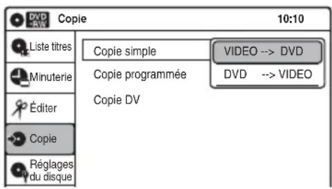 SONY RDRVX450 - Copier à l'aide du menu à l'écran - 1