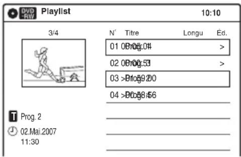 SONY RDRVX450 - Sélectionnez un titre d'une liste de lecture à combiner. - 1