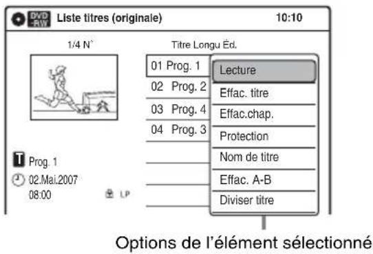 SONY RDRVX450 - Sous-menu - 1