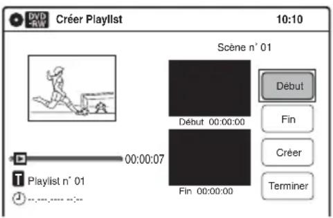 SONY RDRVX450 - Sélectionnez « Créer Playlist », puis appuyez sur ENTER. - 1