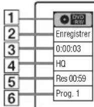 SONY RDRVX450 - Appuyez sur DISPLAY durant l'enregistrement. - 1