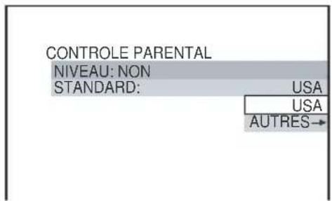 CONTROLE PARENTAL NIVEAU: NON STANDARD: USA USA AUTRES→