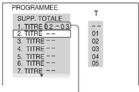 PROGRAMMEE SUPP. TOTALE 1. TITRE 02 - 03 2. TITRE -- 3. TITRE -- 4. TITRE -- 5. TITRE -- 6. TITRE -- 7. TITRE -- T -- 01 02 03 04 05