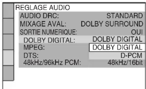 SONY DVPNS728H - Appuyez sur / pour selectionner le type de signal Dolby Digital à envoyer à votre composant audio. - 1