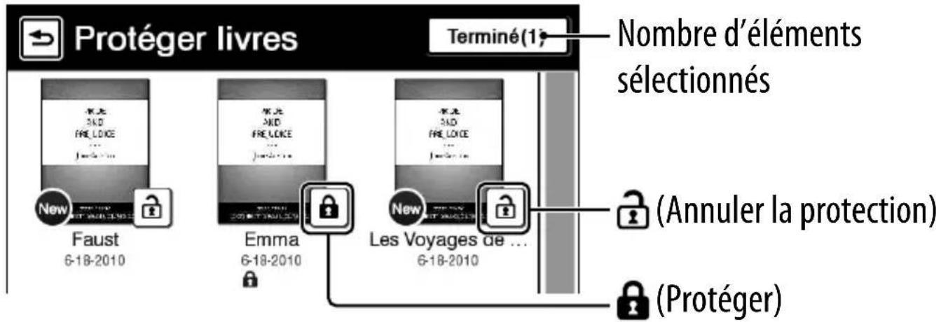 Protéger livres Terminé(1) Nombre d'éléments sélectionnés Fauust 6-18-2010 Emma 6-18-2010 Les Voyages de ... 6-18-2010 New 2ND FRE LOICE ... Jes-Sen New 2ND FRE LOICE ... Jes-Sen (Annuler la protection) Protéger)
