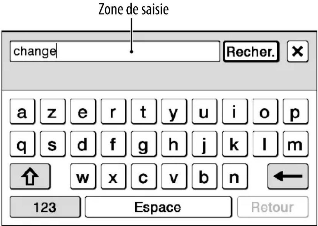 Zone de saisie change Recher. a z e r t y u i o p q s d f g h j k l m w x c v b n 123 Espace Retour