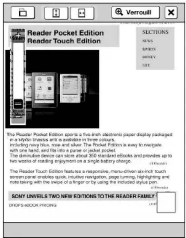 SONY PRS350 - Agrandissement d'une image ou d'une colonne déterminée à la taille de l'écran - 1