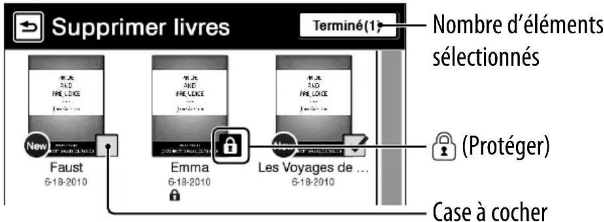 Supprimer livres Terminé(1) Nombre d'éléments sélectionnés (Faust 6-18-2010) Emma 6-18-2010 Les Voyages de ... 6-18-2010 (Protéger) Case à cocher