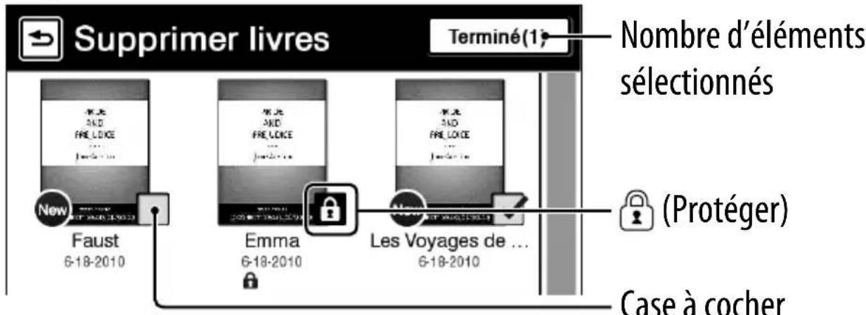 SONY PRS650 - Tapez sur livres] → appuyez sur options → tapez sur [supprimer livres]. - 1