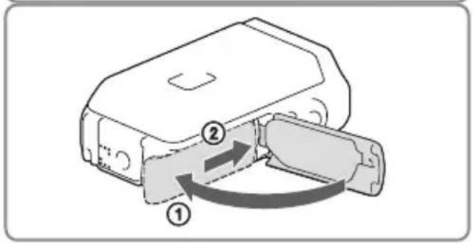 SONY HDRGW66E - Chiudere lo sportellino per batteria/scheda di memoria/prese. - 2