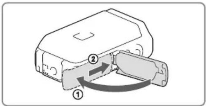 SONY HDRGW66E - Fermez le cache de la batterie/ carte mémoire/prise. - 2
