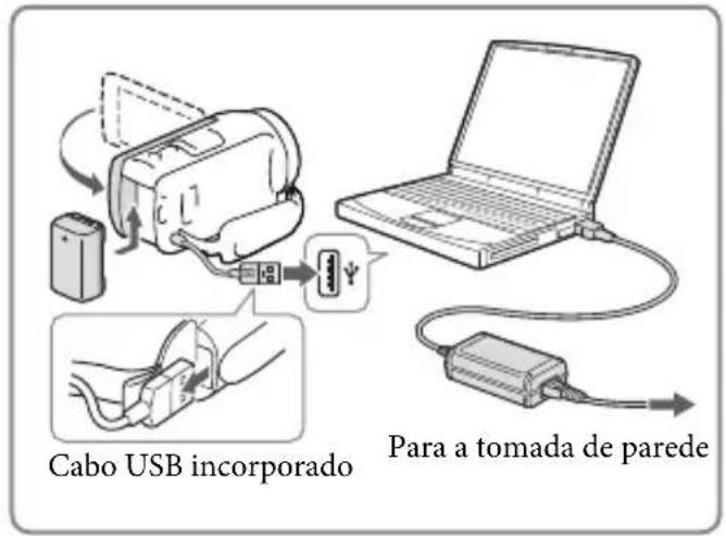 SONY HDRPJ420E - Carregar a bateria utilizando o computador - 1