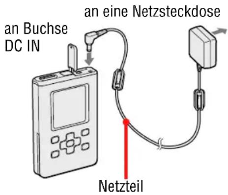 SONY NWHD5H - Schlieben Sie das Netzteil an die DC IN-Buchse an. - 1