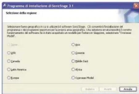 SONY NWHD5H - Quando appeare la finestra a destra,fare clic sull'area geografica in cui si utilizes il software SonicStage. - 1