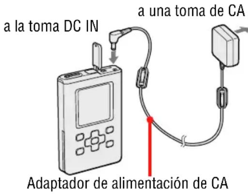 SONY NWHD5H - Conecte el adaptor de alimentacion de CA a la toma DC IN. - 1