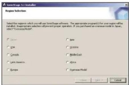SONY NWHD5H - When the window on the right appears, click the region in which you will use SonicStage software. - 1