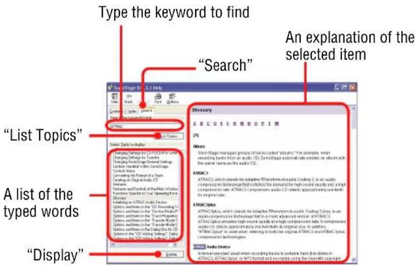 SONY NWHD5H - To search for a word inside an explanation - 1