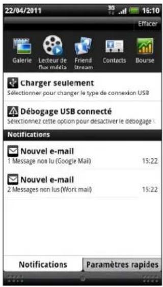 HTC Sensation - Panneau Notifications - 1