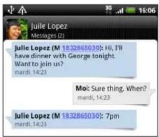 HTC Sensation - Répondre en utilisant un autre numéro de téléphone du contact - 1