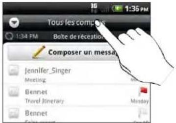 Tous les composés 1:34 PM Boîte de réception Composer un messa Jennifer_Singer Meeting Bennet Travel Jinerary Bennet Monday