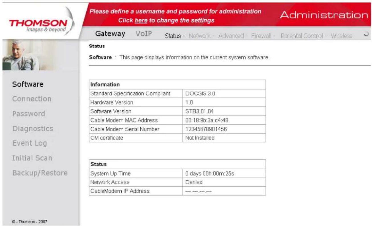 THOMSON TWG870 - Outline of Web Manager - 1
