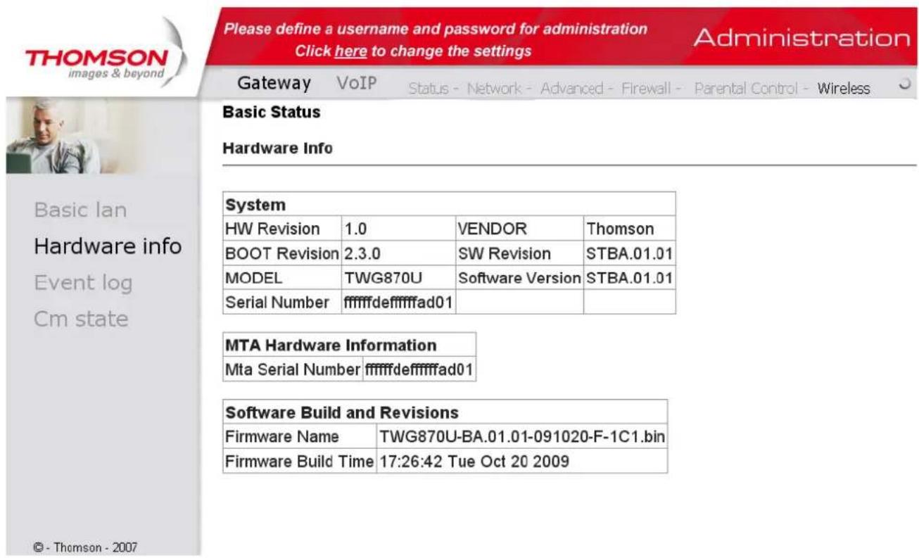 THOMSON TWG870 - Hardware Info - 1