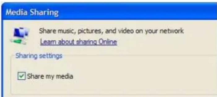 Eminent EM8100 - Configuration de Windows media player 11 comme un serveur UPnP (Windows XP et Vista) - 2