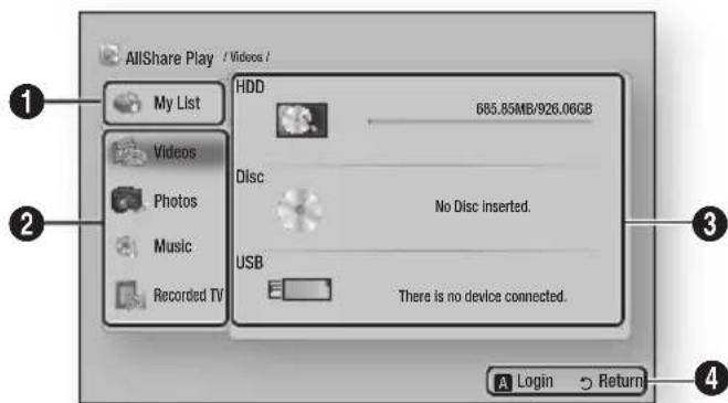 SAMSUNG E8500BD - Accessing the AllShare Play Screen - 1