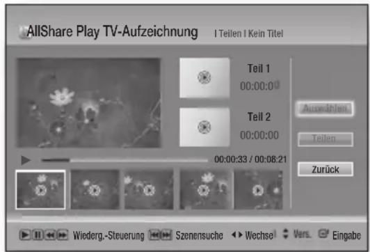 SAMSUNG E8500BD - Aufteilen eines Titels in zwei Teile - 1