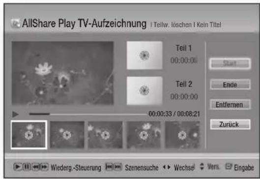 SAMSUNG E8500BD - Aufteilen und teilweises Löschen eines Titels - 1