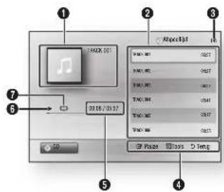 SAMSUNG BDE5300 - Onderdelen van het scherm voor de audio-cd (CD-DA)/MP3 - 1