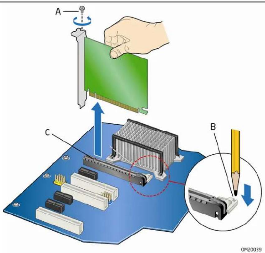 INTEL DP35DPM - Removing the PCI Express x16 Card - 1